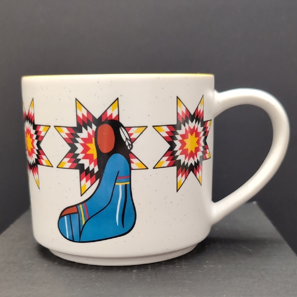 Native Northwest,Her Ribbon Dress 16 Oz Ceramic Mug By Artist Sharifah Marsden.
